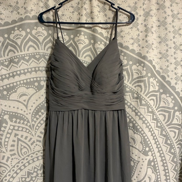 Azazie Blake Elegant Evening Gown or Bridesmaid Dress in Taupe - Picture 2 of 6